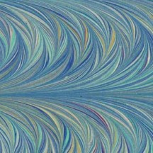 Hand Marbled Paper Combed Twilled Pattern in Blues ~ Berretti Marbled Arts
